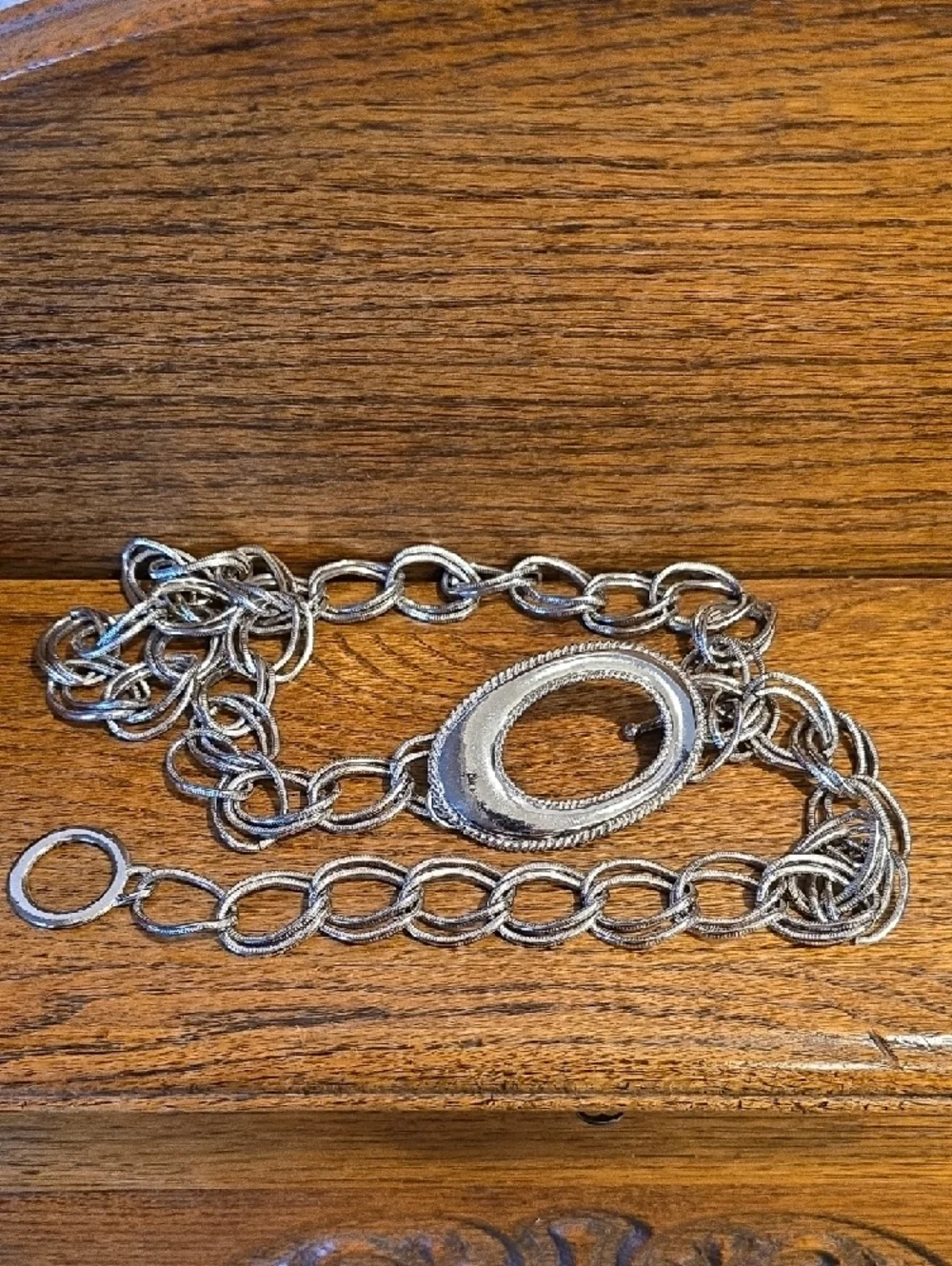 Silver-Tone Oval Chain Belt